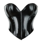 Sleek White Glossy Strapless Bustier with Deep Plunge Neckline
