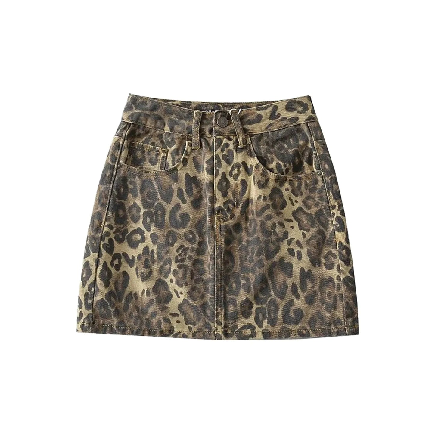 High Waist Leopard Print Mini Skirt with Bodycon Streetwear Silhouette