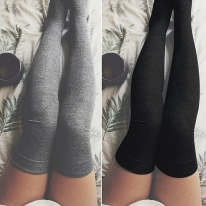 Solid Over-the-Knee Knit Socks with Soft Stretch Design for Everyday Streetwear Fashion