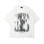 Abstract Washed Graphic Streetwear T-Shirt with Distressed Artistic Print Design