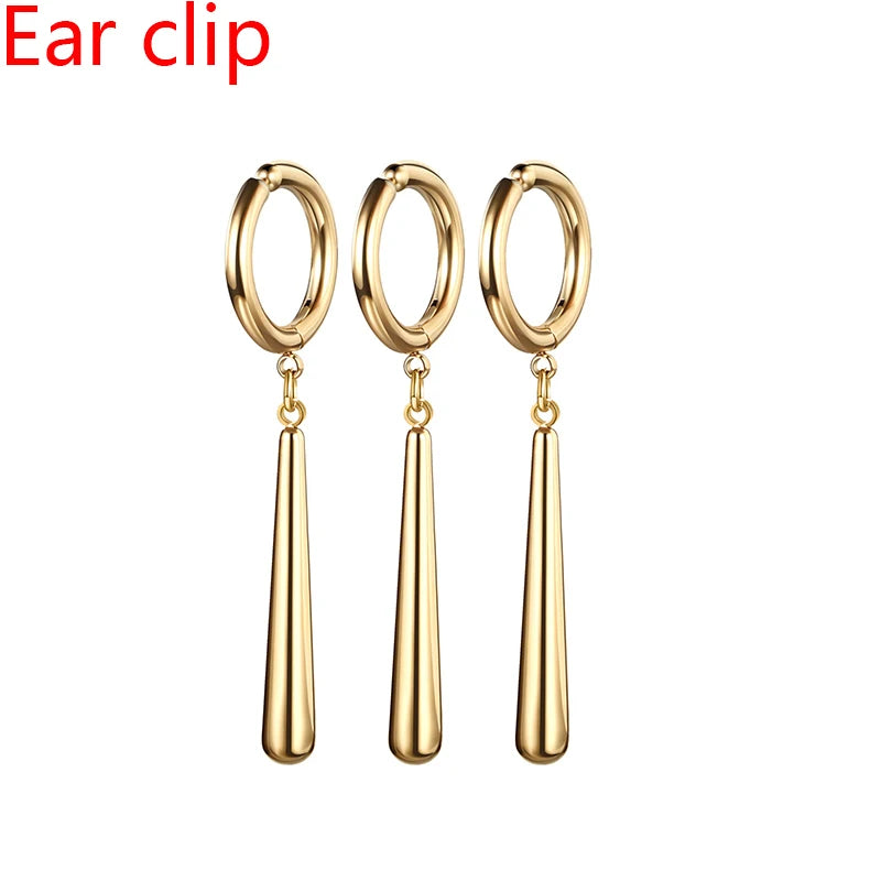 Minimalist Triple Hoop Drop Earrings for Punk and Alternative Fashion Looks