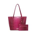 Croc Embossed Bucket Tote Bag with Matching Wristlet Large Capacity Shoulder Handbag