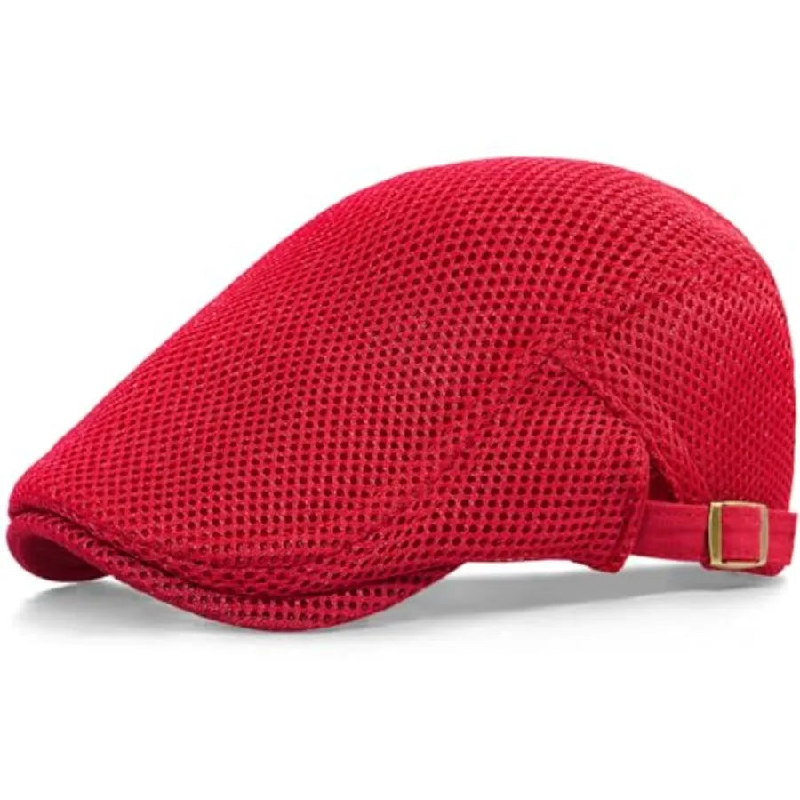 Breathable Mesh Ivy Flat Cap Adjustable Cotton Casual Vintage Driving Streetwear Hat