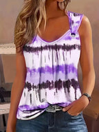 Abstract Print Sleeveless Tank Top with Relaxed Fit Casual Streetwear Design