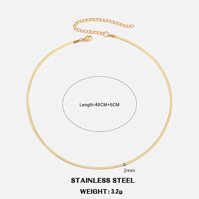 Minimalist Snake Chain Choker Necklace Modern Alternative Fashion Jewelry