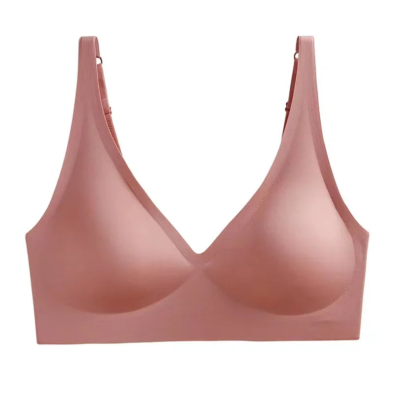 Plunging V-Neck Seamless-Style Wireless Bra with Smooth Molded Cups