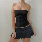 Strapless Corset Crop Top with Structured Fit Contemporary Streetwear Style