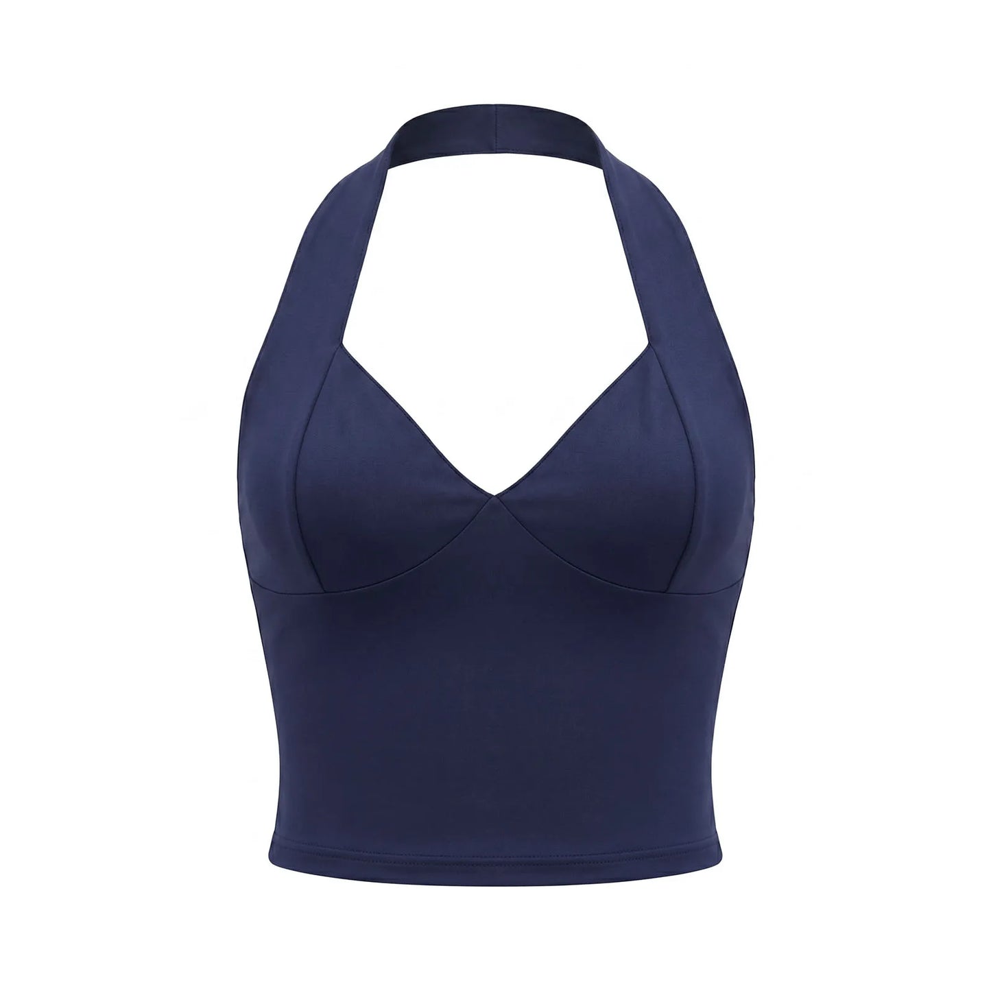 Halter Neck Knit Crop Top with Slim Fit Contemporary Summer Style