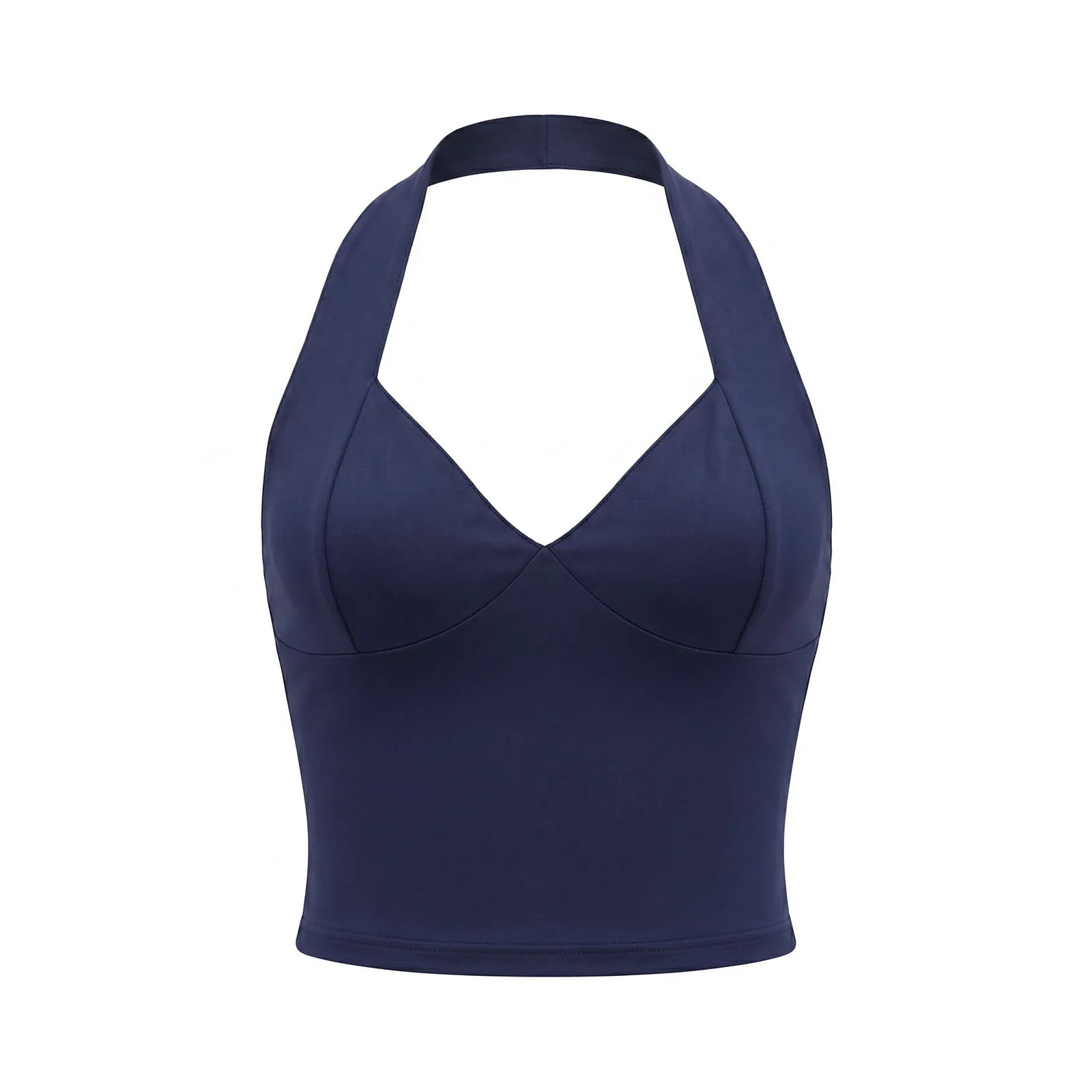 Halter Neck Knit Crop Top with Slim Fit Contemporary Summer Style