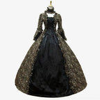 Victorian Gothic Lace Panel Ball Gown with Regal Silhouette