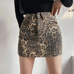 High Waist Leopard Print Mini Skirt with Bodycon Streetwear Silhouette
