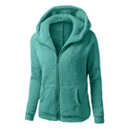 Women's Plush Zip-Up Hooded Fleece Jacket with Relaxed Fit for Everyday Streetwear Style