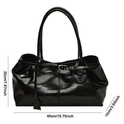 Soft PU Leather Slouchy Hobo Tote Bag with Top Handle Design