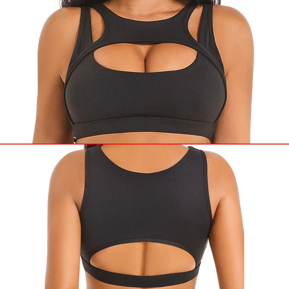 Women's White Cutout Sports Bra with Removable Cups, Convertible Straps and Wire-Free Support for Yoga, Fitness and Everyday Wear