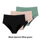 Three-Piece High-Waisted Absorbent Brief Set in Solid Tones