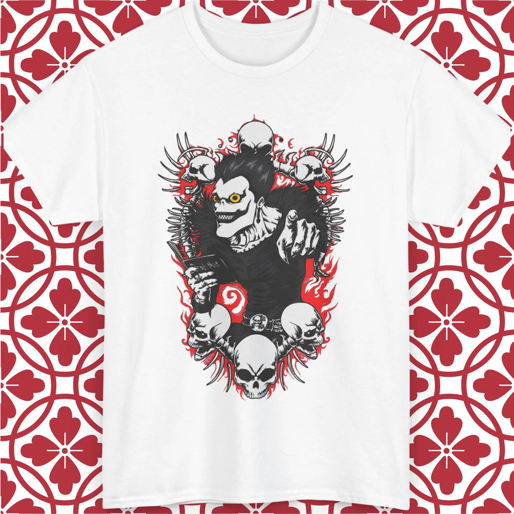 Anime Goth Oversized Graphic Tee with Dark Manga Skull Art Design