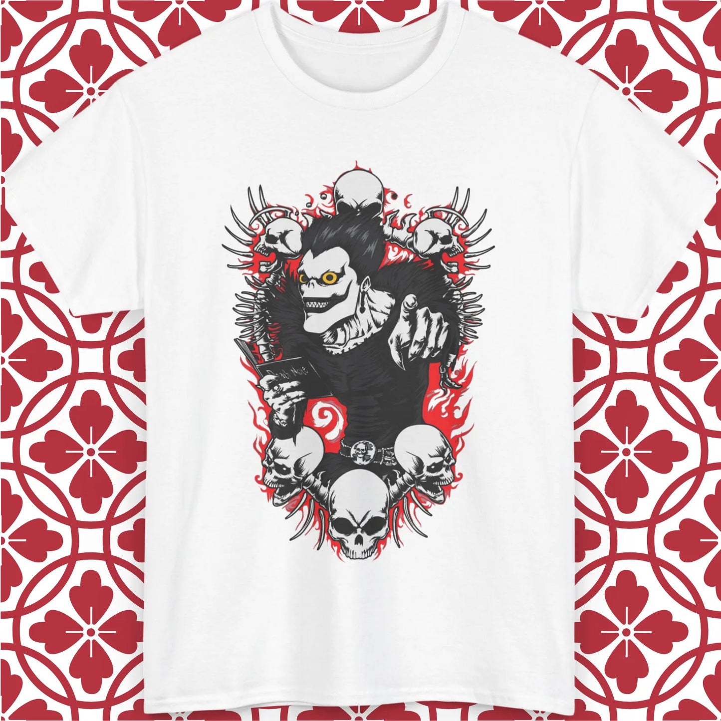 Anime Goth Oversized Graphic Tee with Dark Manga Skull Art Design