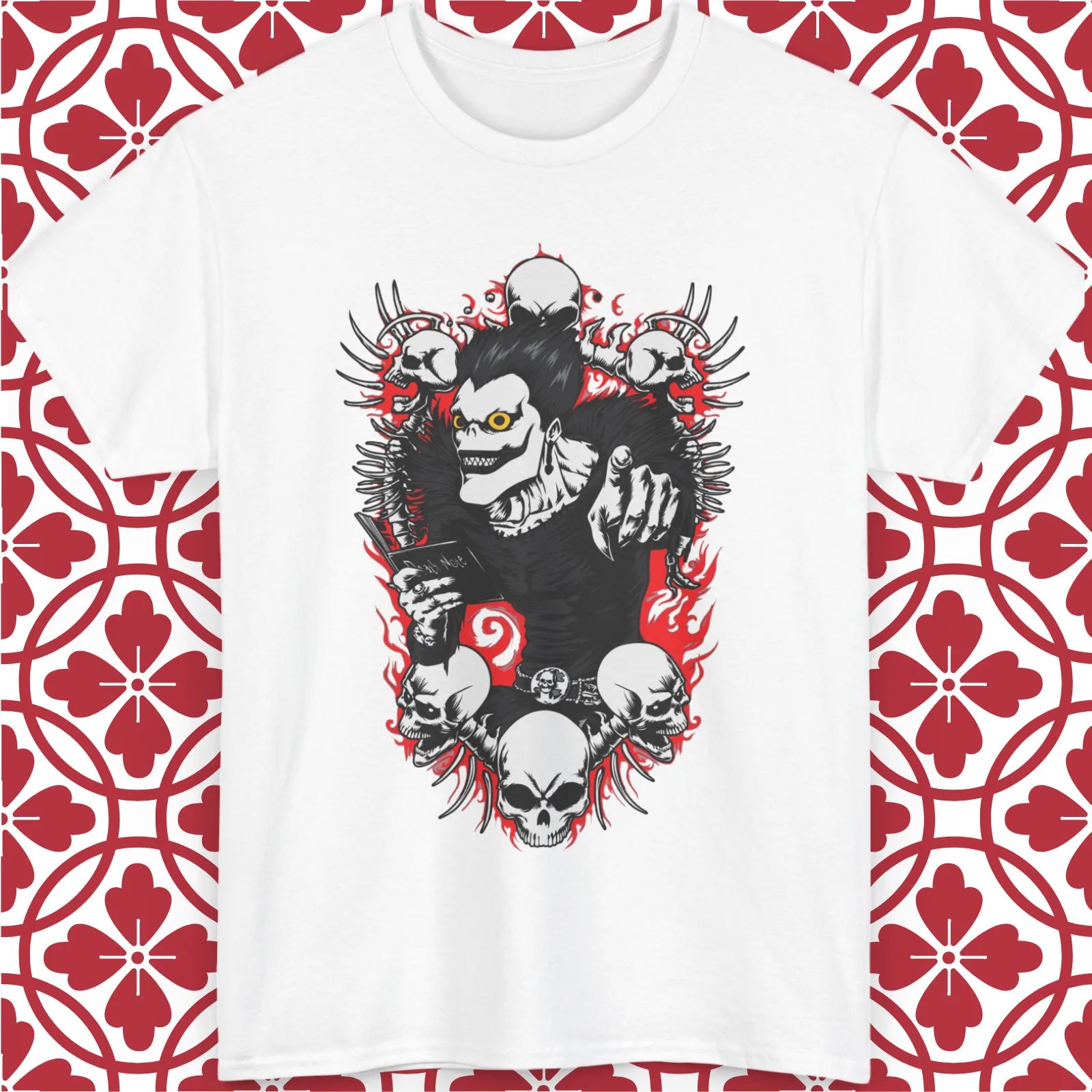 Anime Goth Oversized Graphic Tee with Dark Manga Skull Art Design