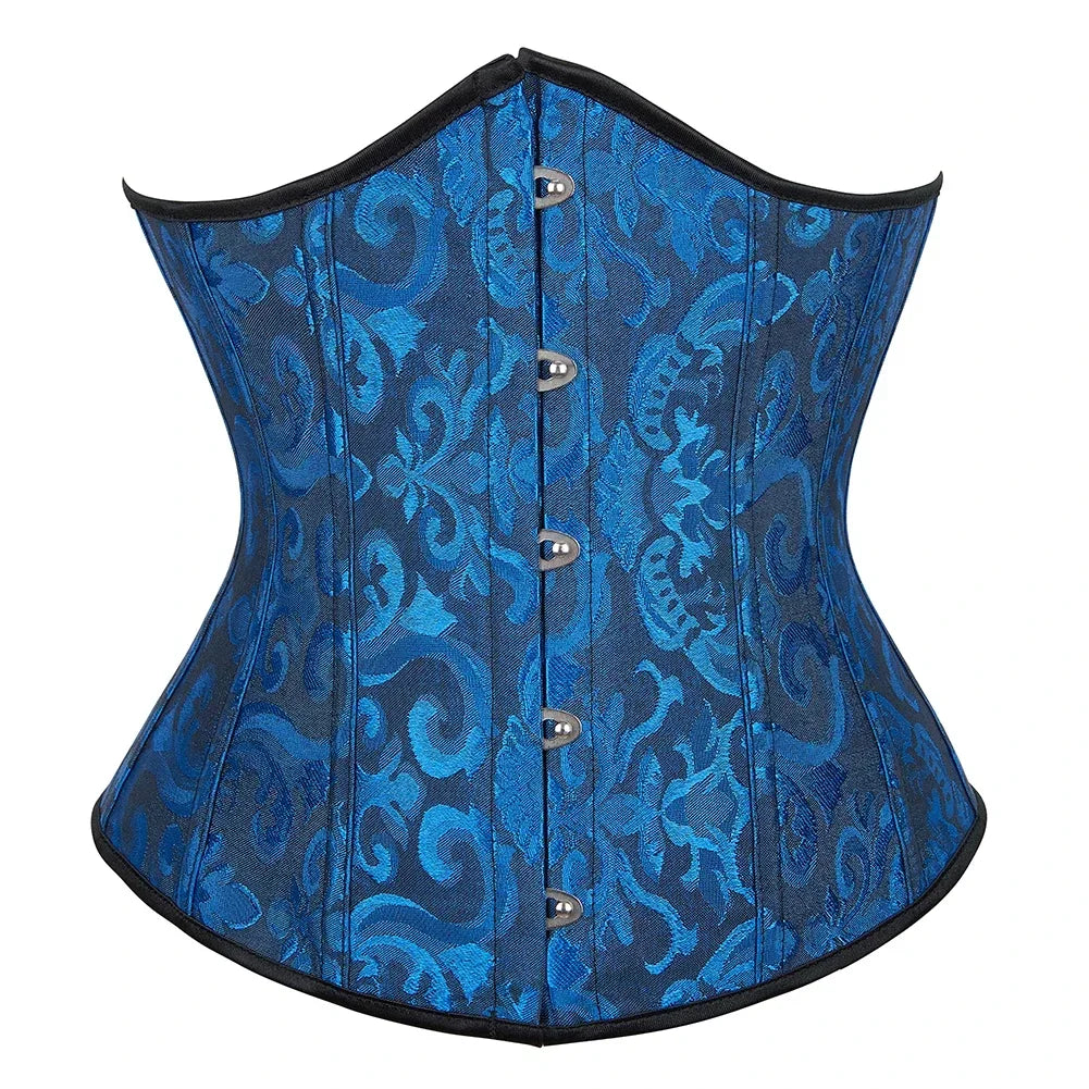 Vintage Jacquard Underbust Corset with Structured Boning and Waist-Defining Fit