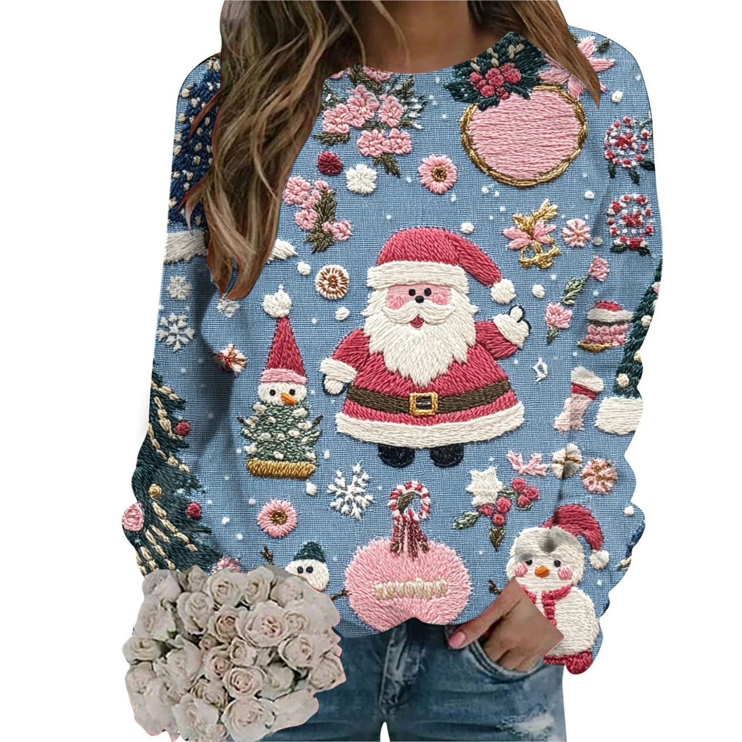 Women's Festive Holiday Graphic Hooded Sweatshirt with Relaxed Fit for Seasonal Comfort