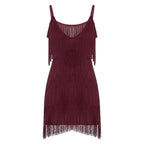 Fringe Tassel Sleeveless Mini Dress with Statement Textured Silhouette