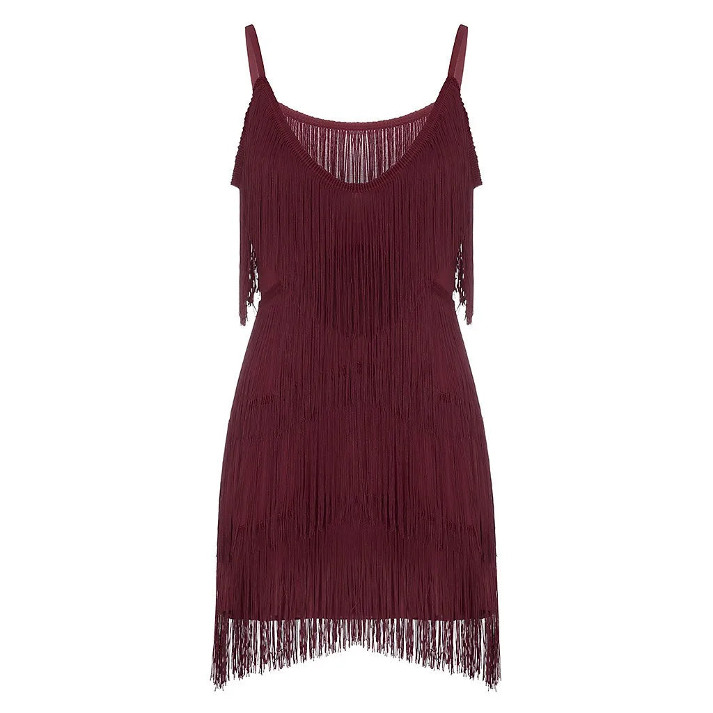 Fringe Tassel Sleeveless Mini Dress with Statement Textured Silhouette
