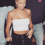 Minimalist Spaghetti Strap Crop Top with Slim Fit Everyday Streetwear Style