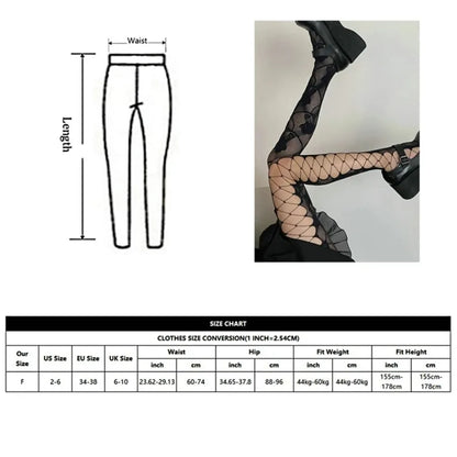 Floral Pattern Fishnet Tights with Open Mesh Design for Alternative Streetwear Fashion