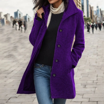 Women's Mid-Length Button Front Coat Relaxed Tailored Winter Casual Everyday Outerwear