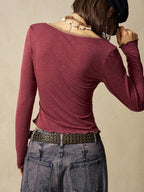 Lace Trim Wrap Crop Top with Deep Neckline and Layered Styling