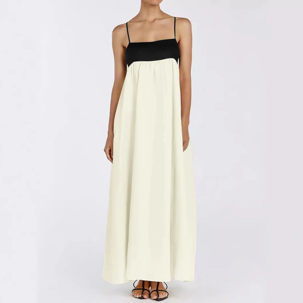 Strapless Patchwork Maxi Dress with Relaxed Contemporary Flowing Shape