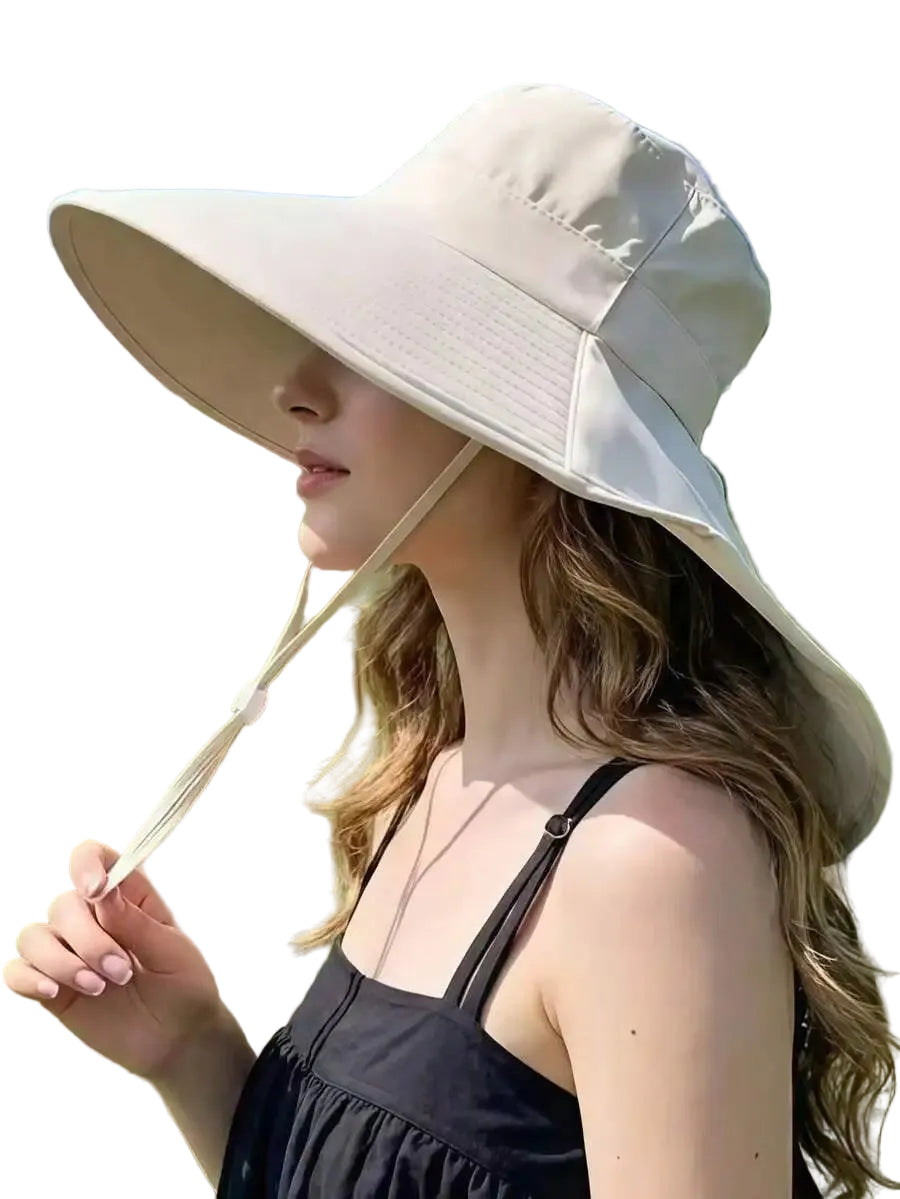 Wide Brim Outdoor Sun Hat with Adjustable Chin Strap for Beach Travel and Everyday Adventures