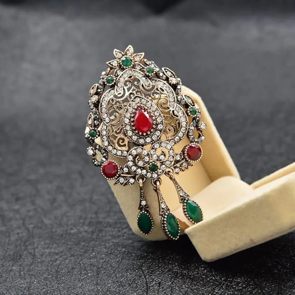 Vintage Gothic Filigree Statement Brooch with Ornate Teardrop Charms - BigCat Streetwear