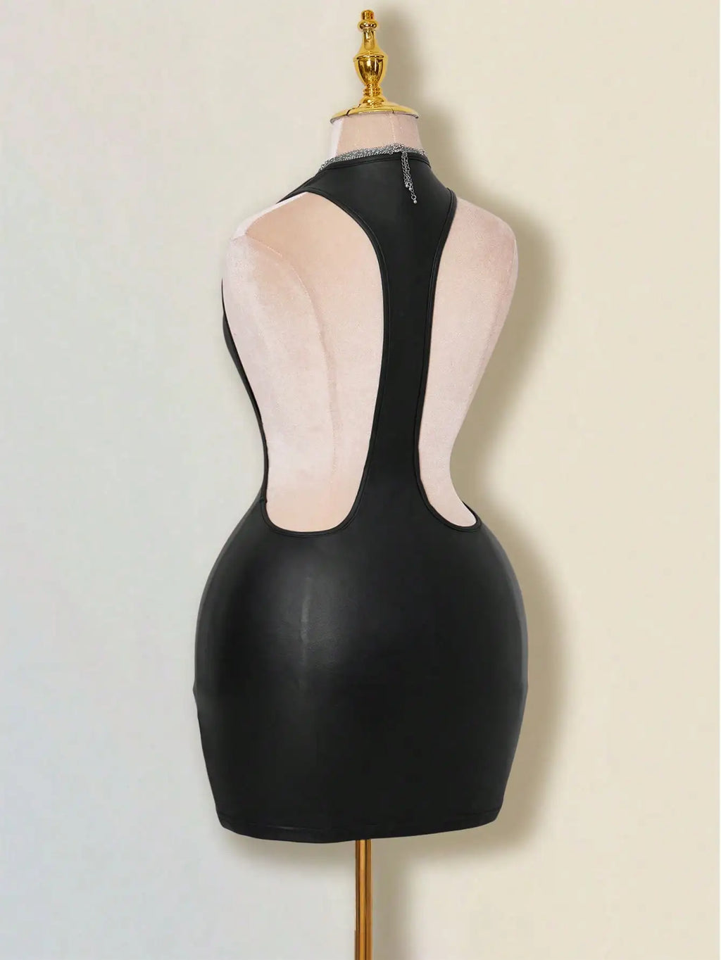Backless Sleeveless Bodycon Mini Dress with Criss Cross Open Back Detail