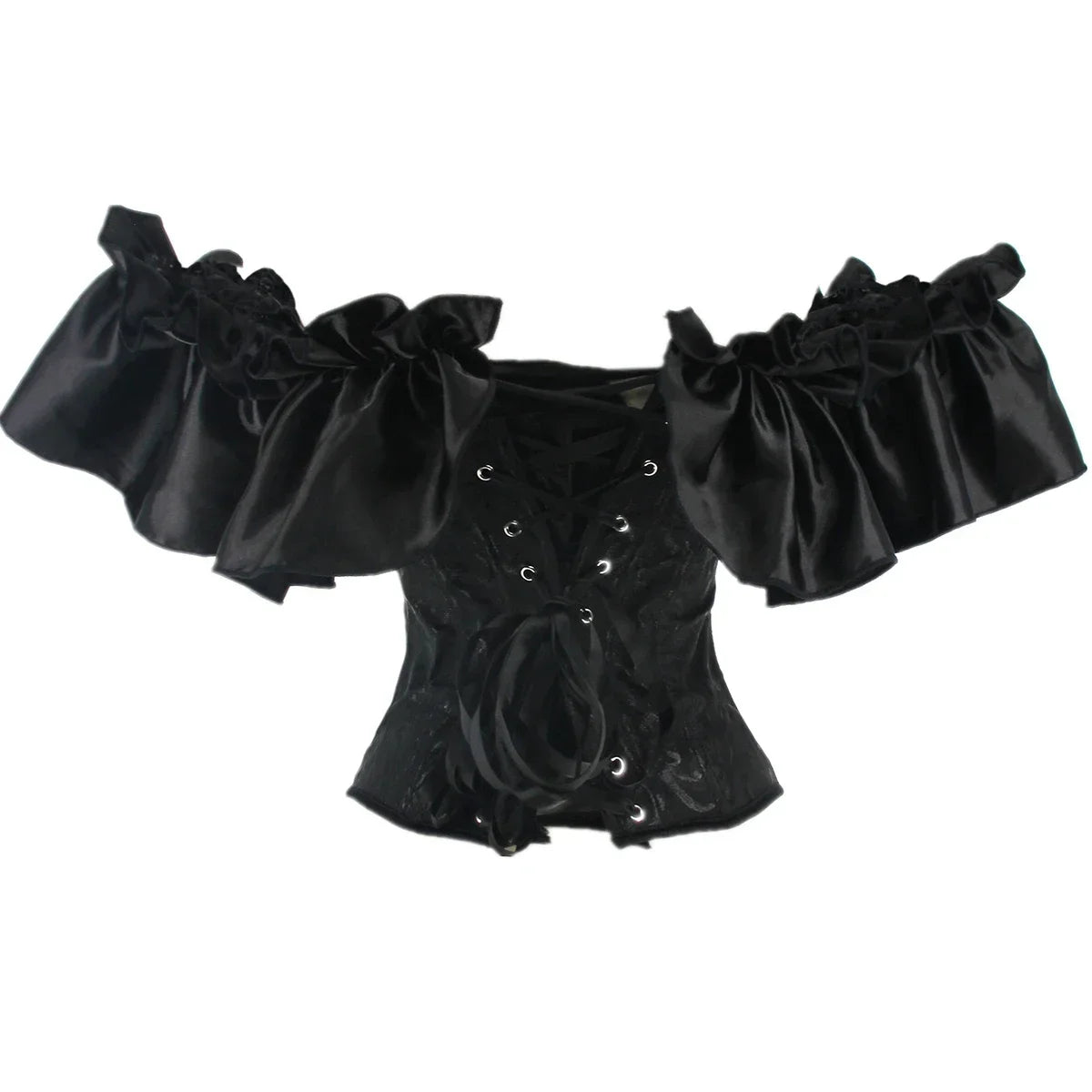 Off-Shoulder Ruffle Corset Top with Vintage-Inspired Overbust Silhouette