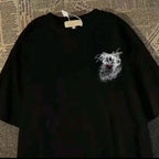 Oversized Abstract Graphic Cotton T-Shirt with Artistic High Street Design
