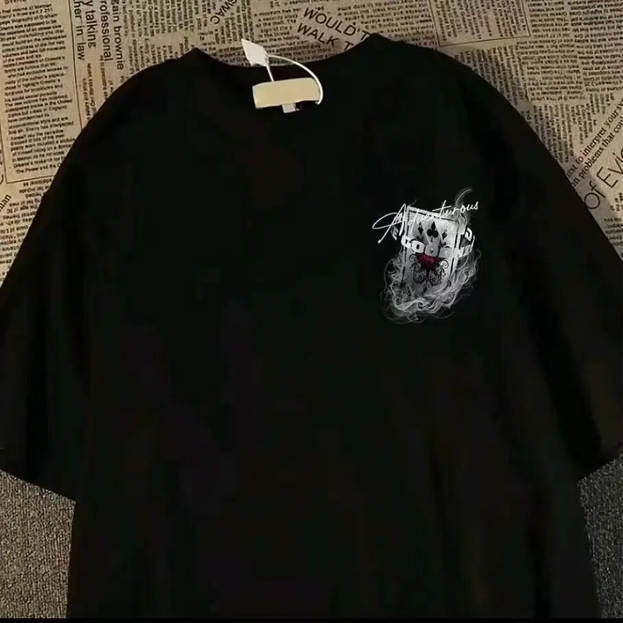 Oversized Abstract Graphic Cotton T-Shirt with Artistic High Street Design