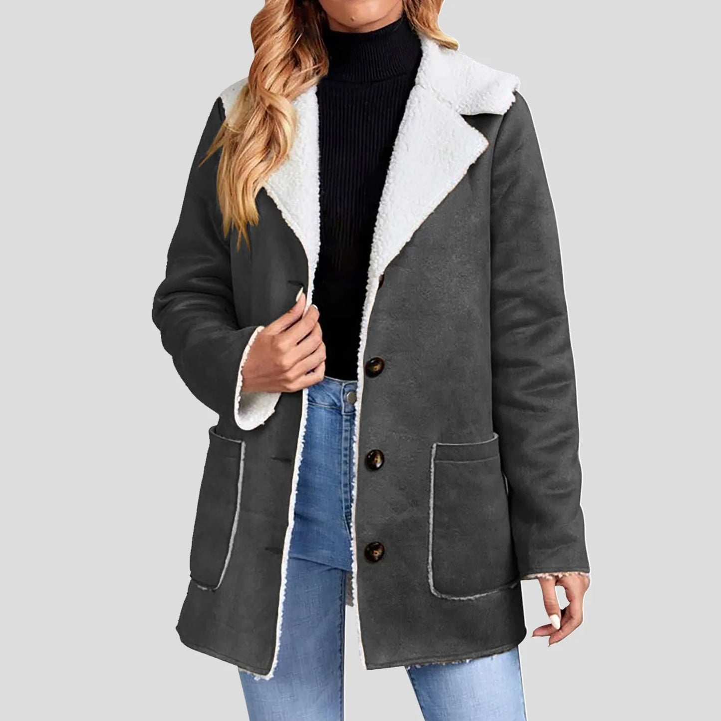 Women's Faux Suede Fleece Lined Hooded Jacket Relaxed Winter Streetwear Outerwear Coat