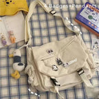 Large Capacity Nylon Crossbody Messenger Bag with Utility Pocket Streetwear Design