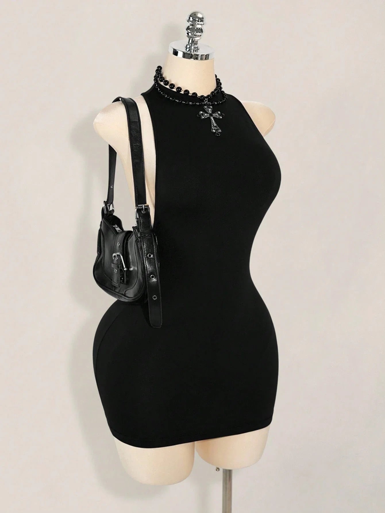 Backless Sleeveless Bodycon Mini Dress with Criss Cross Open Back Detail