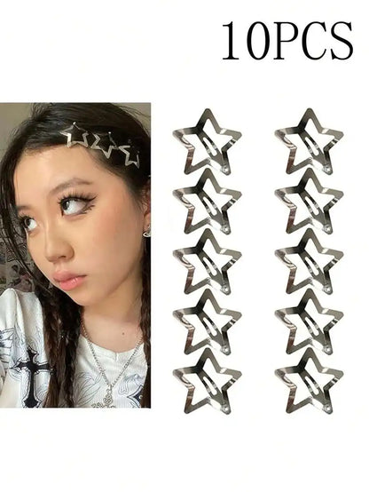 Y2K Star Hair Pin Set Celestial Alternative Fashion Accessories