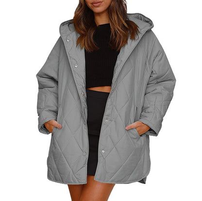 Women's Long Lightweight Padded Coat Relaxed Casual Winter Everyday Layering Jacket
