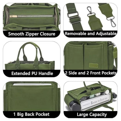 Utility Style Large Capacity Tote Shoulder Bag with Multi Pocket Design