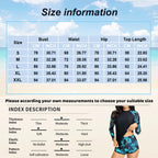 Two-Piece Long Sleeve Rash Guard Swimsuit with Tropical Botanical Print and Boy Shorts