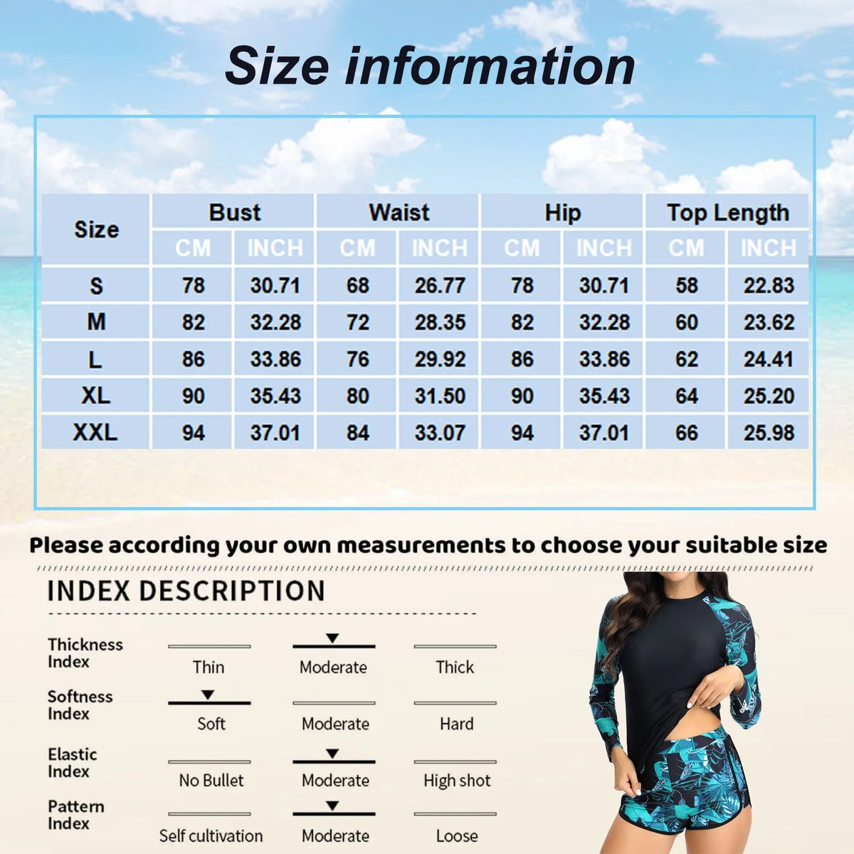 Two-Piece Long Sleeve Rash Guard Swimsuit with Tropical Botanical Print and Boy Shorts