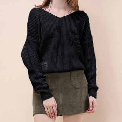 Women's Twisted Front Ribbed Knit Sweater with Cropped Contemporary Silhouette