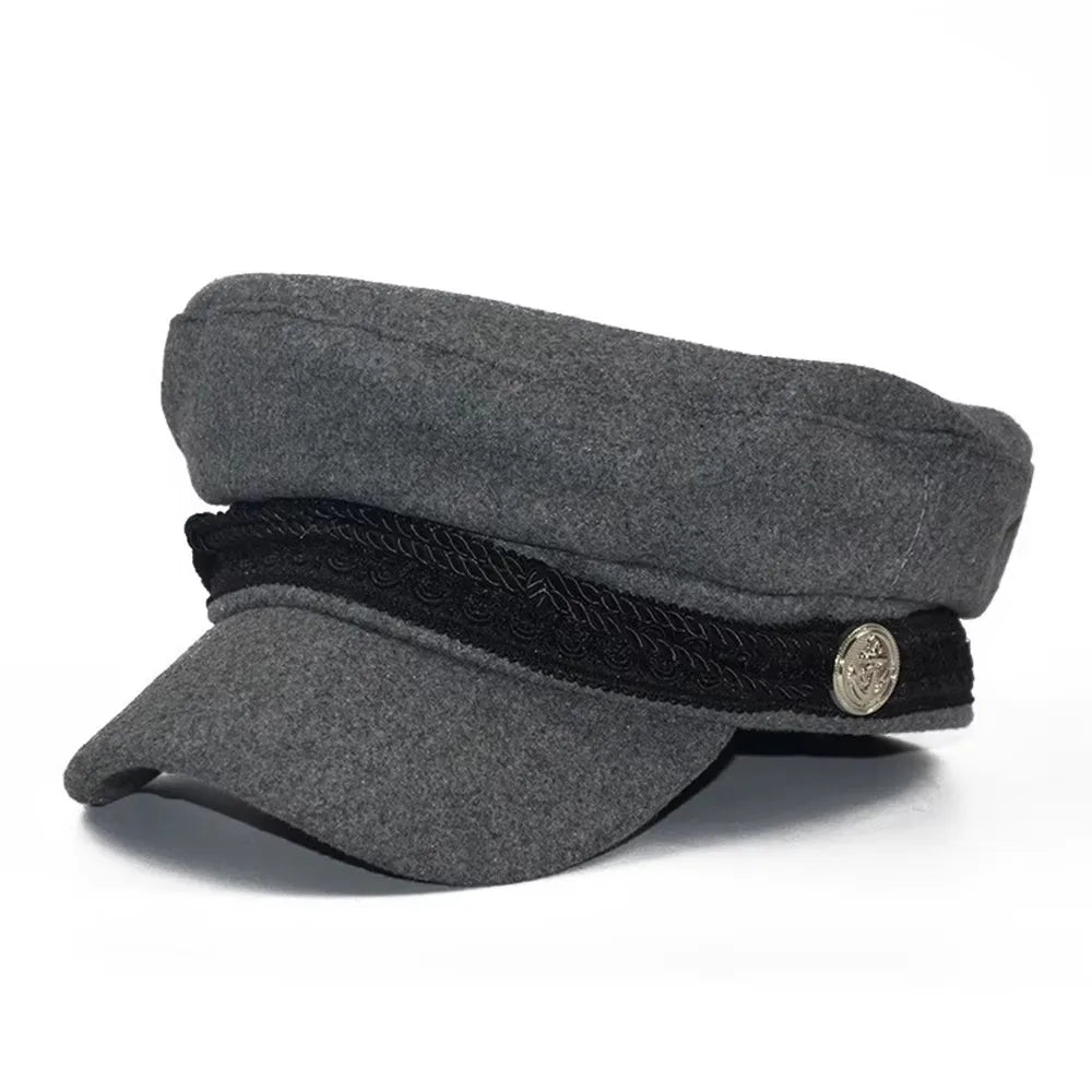 Classic Cotton Blend Military Baker Cap for Vintage Casual Everyday Fashion Style
