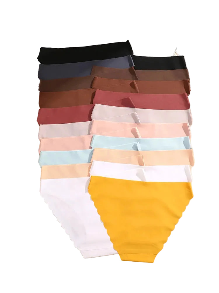 20-Piece Women’s Seamless Mid-Rise Briefs Set with Smooth Wave-Edge Finish and Assorted Pastel, Neutral and Dark Colors