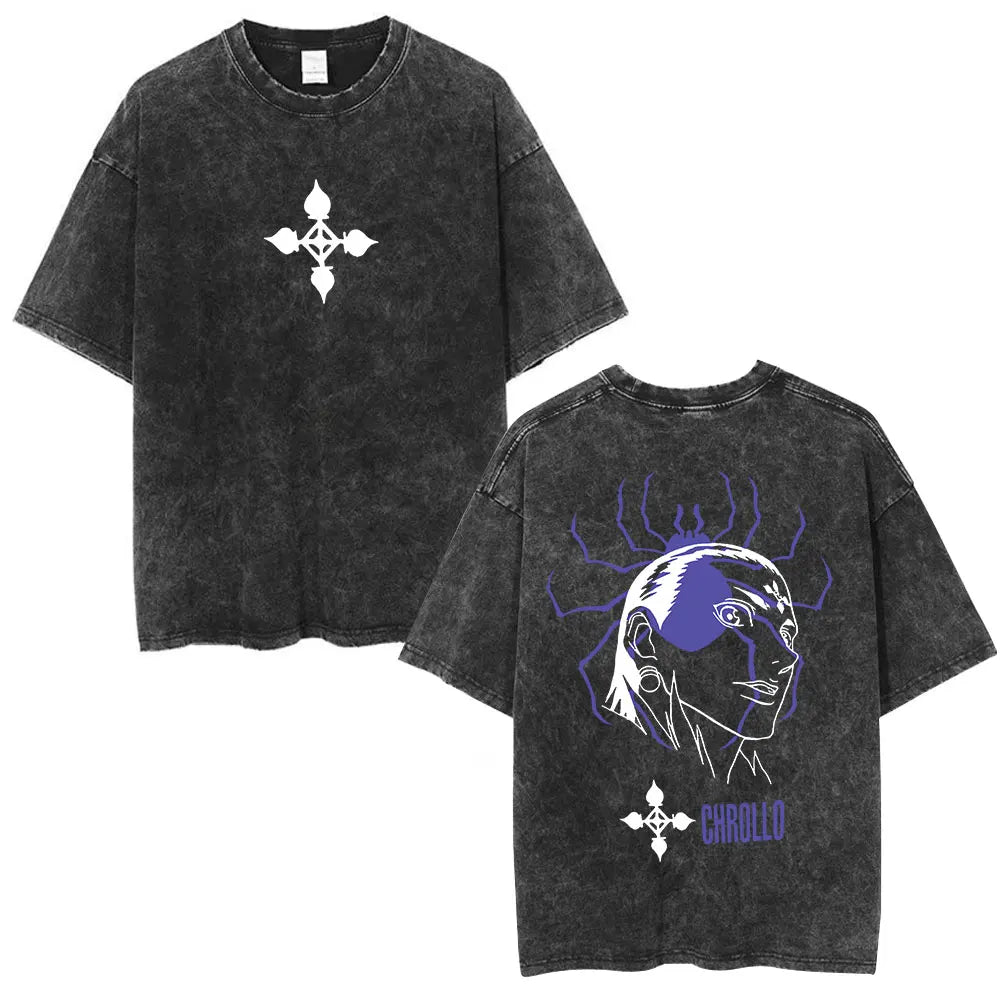 Minimal Anime Goth Symbol Oversized Washed Streetwear T-Shirt