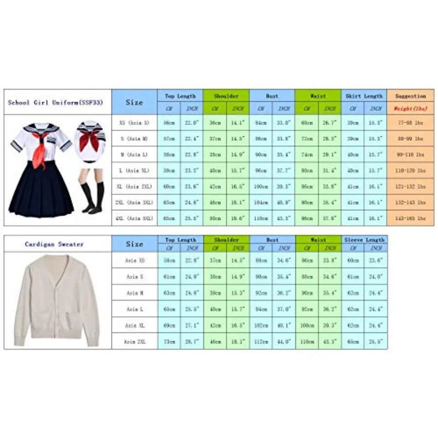 Women's Sailor-Inspired Uniform Set with Long Sleeve Top, Pleated Skirt and Matching Socks